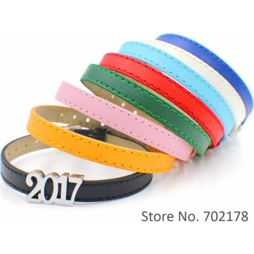 10pcs 8mm Copy Leather Wristband 8mm*210mm bracelet fit 8mm slide letter & charms