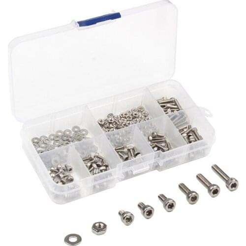 250Pcs DIN912 M2.5 Hexagon Socket Head Cap Screws 304 Stainless Steel Bicycle Hex Bolts Kit