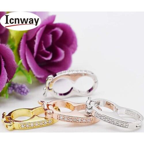 3pcs Rhinestone inlay Gold&silver Plated Clasp 1*2cm toggle clip For DIY bracelet necklace Free shipping wholesale