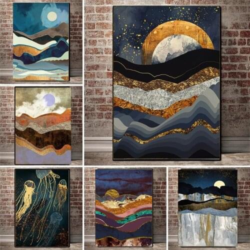 Abstract Ocean Scenery Art Mountain Posters and prints Canvas Painting Wall Art for Living Room Home Decoration Picture