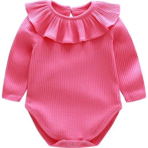 AURO MESA baby girl clothes Flouncing lace Newborn baby Bodysuit Long Sleeve Soft Cotton bebes baby Clothing