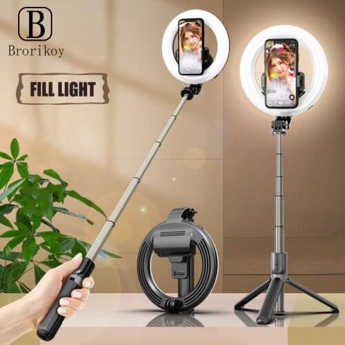L07 Wireless Bluetooth Selfie Stick Remote Shutter Tripod With 5inch LED Ring Photography Light Foldable Handheld For iPhone 12
