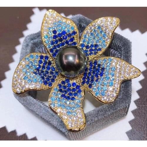 D925 Pearl Brooch Fine Jewelry Gold Filled 11-12mm Nature Sea Water Tahiti Pearl Brooch For Women Fine Presents