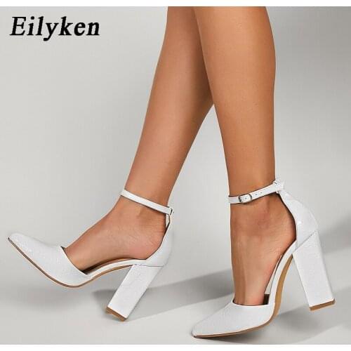 Eilyken New Fashion Wrap Toe Classic Serpentine Sandals Sexy Buckle Strap Cover Heel Women Autumn Outdoor High Heels Shoes