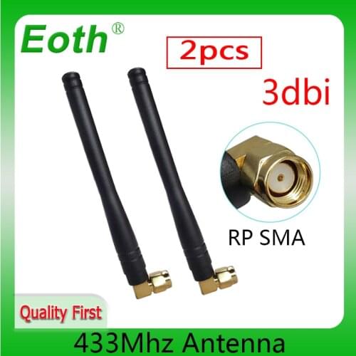 2 pieces 433 Mhz Antenna 3dbi RP-SMA Connector Plug 433MHz antenne Lorawan antena directional 433m wireless watermeter