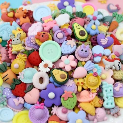 50Pcs Resin Kawaii Accessories Animal Flatback Cabochon Embellishment For Scrapbooking Diy Decoration Craft Mixed