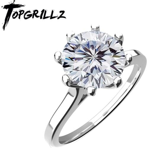 TOPGRILLZ 2021 New Classic Fashion Moissanite Rings D color VVS1 100% 925 Sterling Silver Ring Couple Rings For Wedding