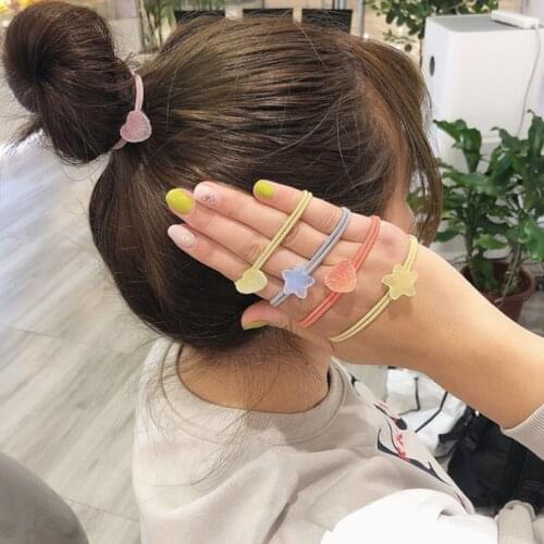 Star Rubber Bands Sweet Candy Color Elastic Hair Bands Ponytail Holder Hair Clip Headband Hair Accessories for Grils