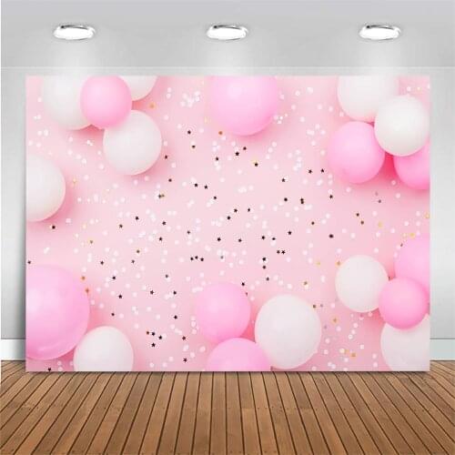 Mocsicka Pink Backdrop for Photography Balloon Gold Dot Little Star Wedding Decorate Baby Portrait Photo Background Photo Studio