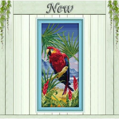 Colorful Parrot,Counted Print on canvas DMC 11CT 14CT Cross Stitch kits,Needlework Set Embroidery,The sea Animal Home Decoration