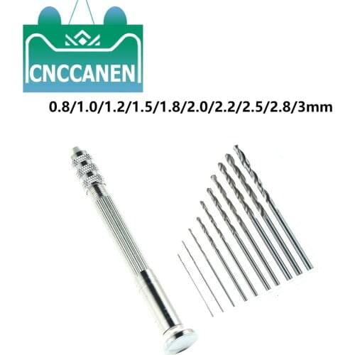 10Pcs 0.8mm-3.0mm HSS Twist Drill Bit Sets For Rotary Tools Wood Drilling + Mini Micro Aluminum Hand Drill With Keyless Chuck
