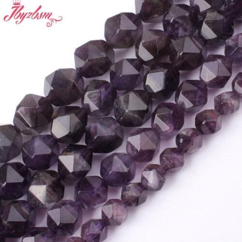 Natural AA Grade Amethysts Cube Faceted Loose 6/8/10mm Natural Stone Beads For DIY Necklace Bracelats Jewelry Making Strand 15"