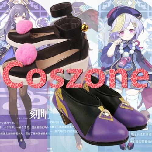 Genshin Impact Keqing Qiqi Cosplay Shoes Boots High Heel Shoes Halloween Carnival Cosplay Costume Accessories