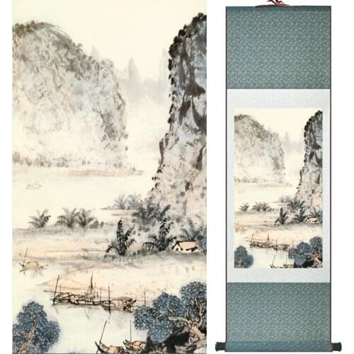 Landscape painting Home Office Decoration Chinese scroll painting mountain and River paintingPrinted painting042603