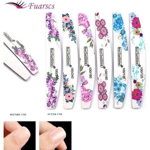 2/5pcs Nail File Flower Printed Nail buffer Colorful Lime a ongle 80/100/150/180/240 Professional Manicure Tools