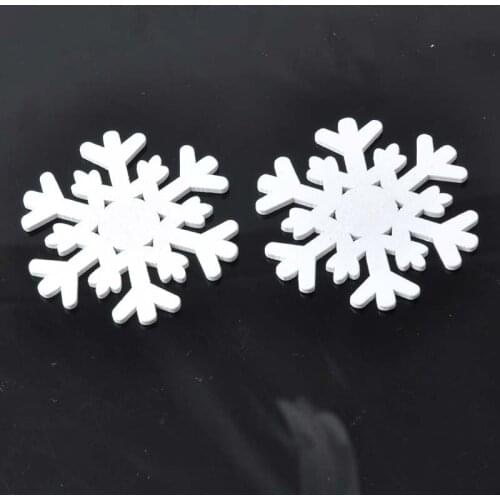 White Christmas Snowflake Natural Wooden craft Charms For Sewing Scrapbooking Crafts Home Decoration 40pcs 35mm MT0214/35