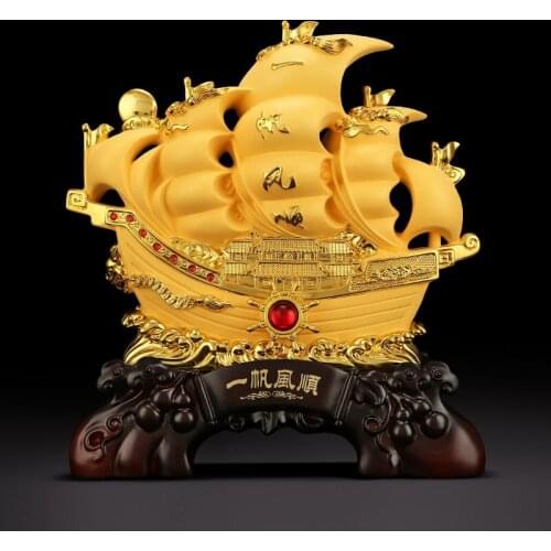 Plain sailing Electric plating giod ship crafts furnishing articles Prosperous home decoration Corporate office mascot statue