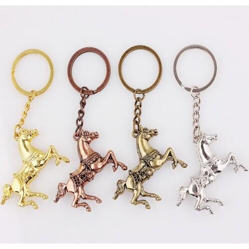 QianBei 8pcs Hot Sale Horse Animal Pet keychain Keyring Classic Pendant Key Bag Chain Creative Gift Jewelry Women Men Free Bulk