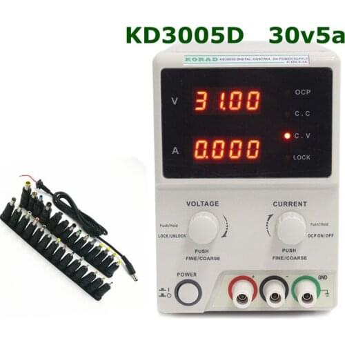KD3005D DC Encoder Adjustable CNC Power Supply 30V5A Constant Voltage Constant Current Source Display 10mV / 1 mA with adapter