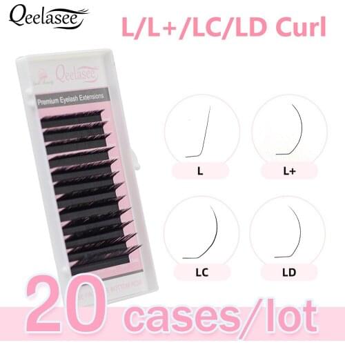 Qeelasee 20 trays L/L+/LC/LD curl False Eyelash Extensions Mink Black Material 8-15mm Mixed Tray L curl Makeup Lashes