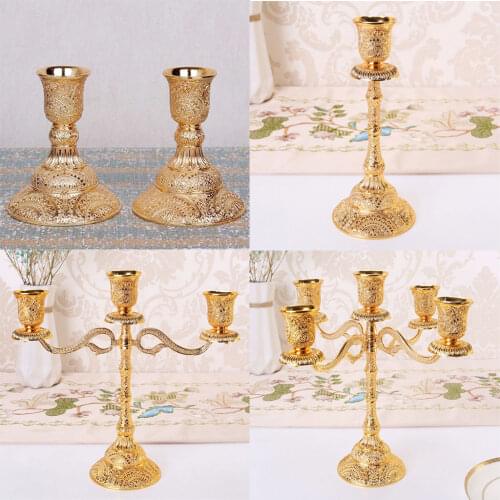 Luxurious Gold Color Candelabra Candle Holder, 1/3/5 Arms Gift for Weddings, Home, Party, Spa, Votive Candle Garden