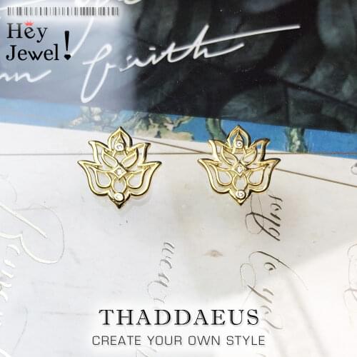 Lotus Flower Stud Earring,Europe Style Glod Color Fashion Good Jewerly For Women,2018 Gift In 925 Sterling Silver,Super Deals