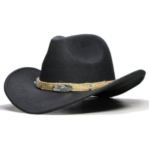 Retro Beige Scorpion Knitted Band Parent-child Women Men /Kid Wool Wide Brim Cowboy Western Hat Cowgirl Bowler Cap (57cm/54cm)