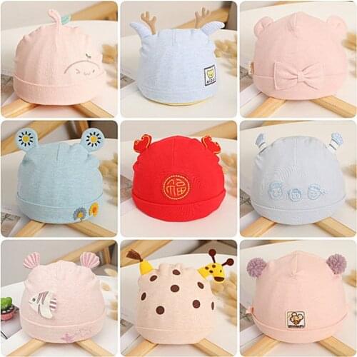 0-10M Newborn Baby Hats for Boys Girls Pure Cotton Skullies Beanies Hats and Caps Spring Autumn Infant Boy Girl Hat 40 Colors