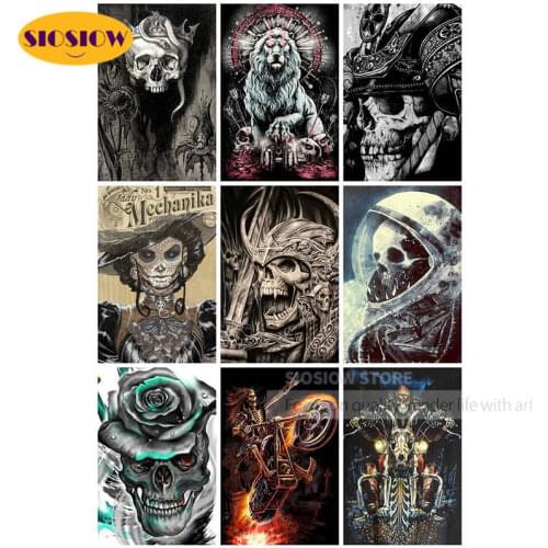 SIOSIOW Diamond Painting Skull Picture Of Rhinestones Diamond Embroidery Full Display Cross Stitch Diamond Mosaic Home Decor