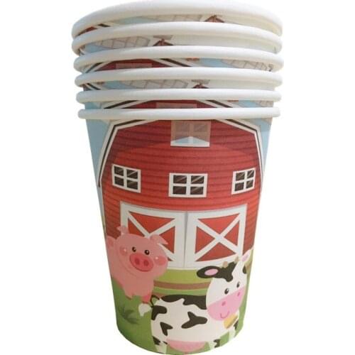 Boys Kids Farm Animal theme table cloth table cover birthday party Tableware Balloon Paper Flag Plate Cup Party Supplies