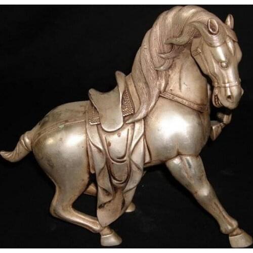 Old Chinese silver horse statue,Free shipping