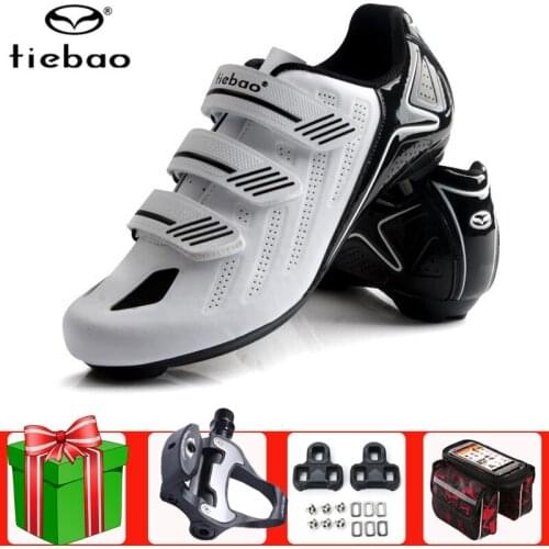 Tiebao Road Cycling Shoes men add pedal set sapatilha ciclismo Breathable Riding Racing Athletic Autolock Bicycle Bike Shoes