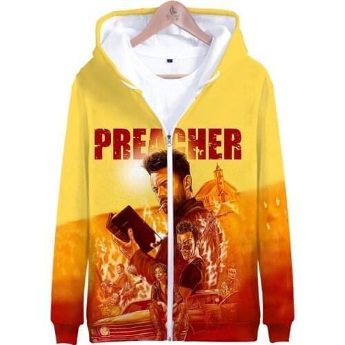 New 3D preacher Print Zipper Hoodie 3D Cap Hoodies Sweatshirts Men/Women Loose preacher Zipper Hooded Coats