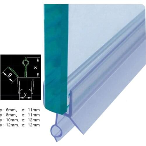 1M Shower Screen Seal Strip Door Bottom Weather Stripping Seal Sweep for 6/8/10/12mm Frameless Glass Free Glue #40