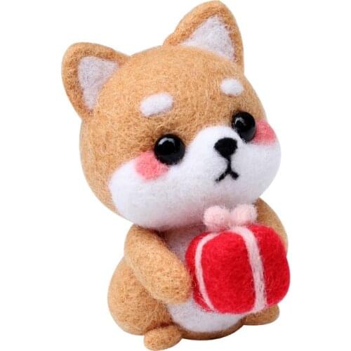 Felt Craft DIY Non Finished Felting Poked Handcraft Wool Felt Poked Set DIY Dog Felt for Needle Poke Material Pack