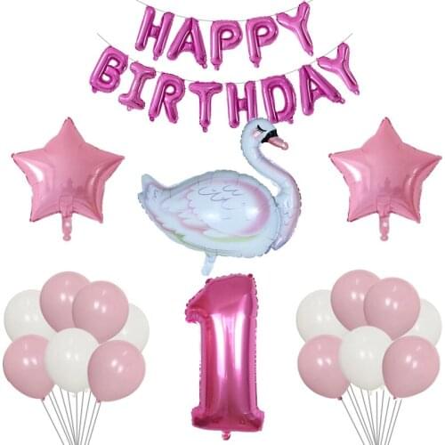 31pcs/Set White Elegant Swan Balloons Swan Foil Balloon Birthday Party Sweet Decor Heart Latex Air Helium Globos Kids Toy