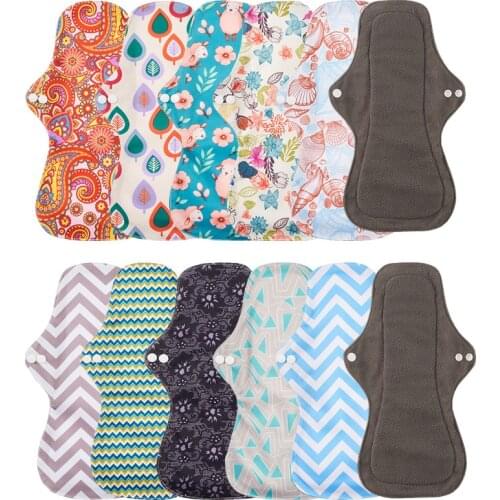 ALINAPPY 1PCS Heavy Flow Women Reusable Menstrual Pads Waterproof Hygienic Pads Washable Sanitary Pads With Wings 18.5*32.5CM