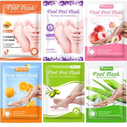 Hot PUTIMI 1Pair Exfoliating Foot Mask Feet Peeling Mask Spa Socks Smooth Dead Skin Remover Moisturizing Whitening Foot Mask