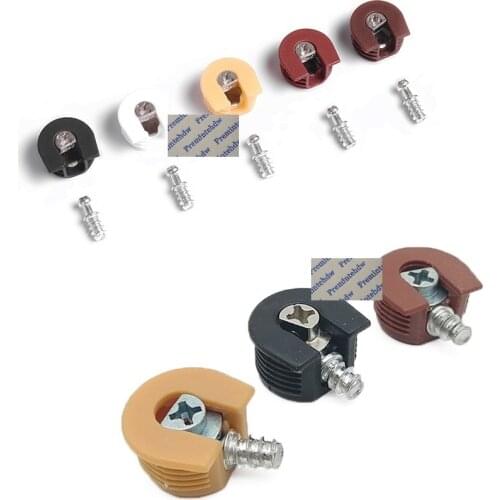 100Pcs/Lot 3 In 1 Cam Lock Furniture Kitchen Cabinet Shelf Support Holder Bracket Studs Cupboard Cabinet Closet Brown Black