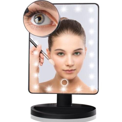 16 LED Light Touch Screen Makeup Mirror Adjustable LED Light Lighting Beauty Mirror Desktop Makeup Princess Mirror