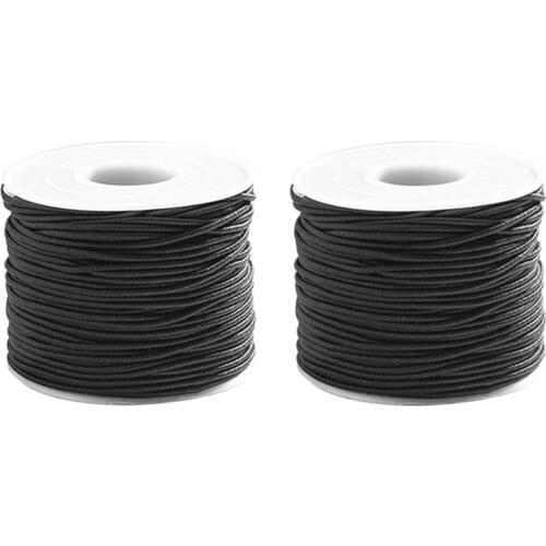 2 Pcs Leather Line Waxed Cord Cotton Thread String Strap for Jewelry Making DIY Bracelet Supplies Black, 1.0 mm & 0.8 mm