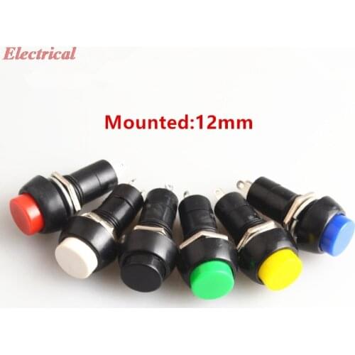 2 Pins Plastic 12mm Hole Dia. Round Push Button PBS-11A Self Lock Latching PBS-11B Momentary Non-lock Switch 3A 150V 1NO