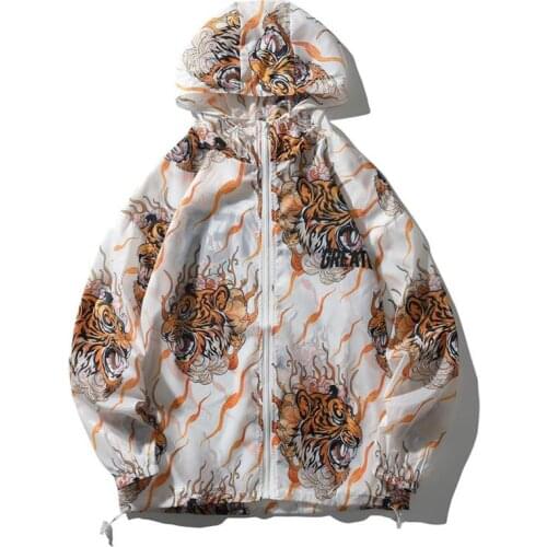 2021 Thin Wind Tiger Thailand Hooded Bomber Zipper Thin Sunscreen Windbreaker Skin Coat Jacket
