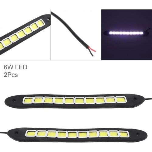 2pcs12V 6W 10 Lights Universal Car LED Daytime Running Light White Light Waterproof Auto DRL COB Driving Fog Lamp