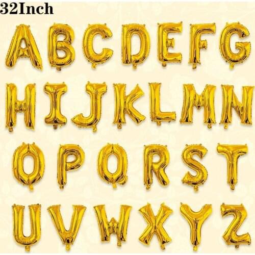 32 inch Golden English Letter Foil Balloon Birthday Party Decoration Balloon Wedding Party Decoration Wholesale