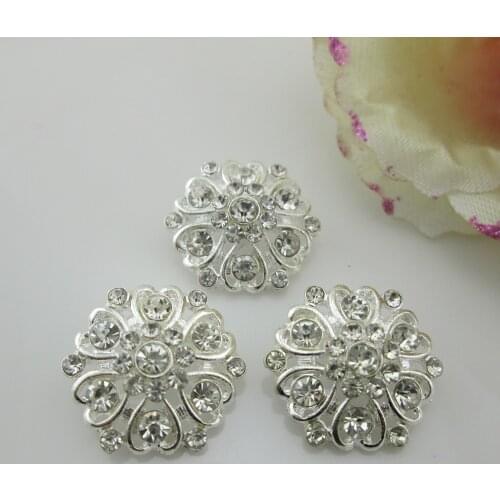 5pcs Delicate Alloy Rhinestone Button Metal Diamond Shank Button