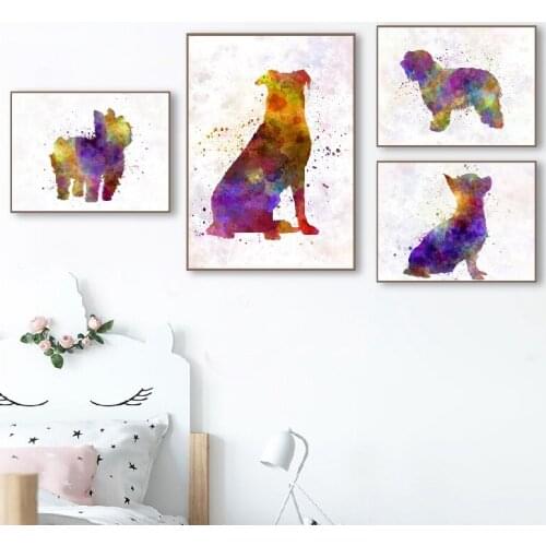Watercolor Yorkshire Terrier Dog Poster Prints Chihuahua Beauceron Art Canvas Painting Catalonian Sheepdog Wall Picture Decor