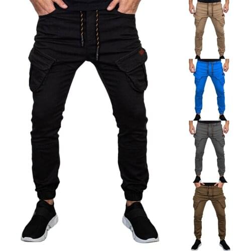 Men Pants Casual Solid Solor Sweatpants Sports Jogging Harem Pants Lightweight Hiking Work Pants Outdoor Cargo Pants