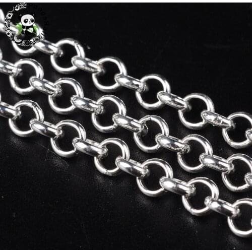 Pandahall 50 meters Iron Cross Chains Unwelded Rolo Chains Silver Color Word O Style Necklace Chain Jewelry Come On Reel 5x1.5mm