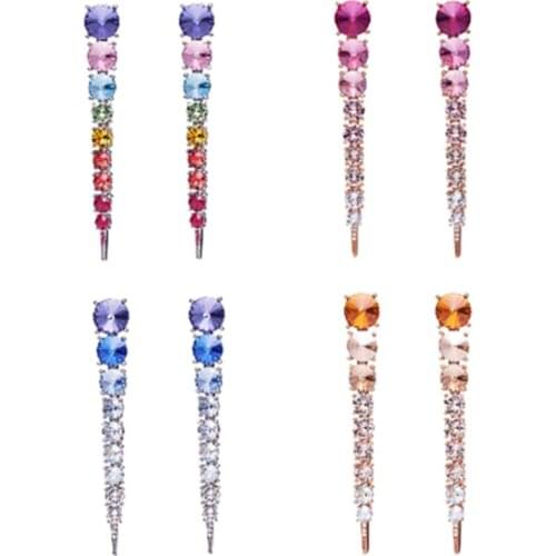 CSxjd 2021 New luxury gradient color crystal multicolor earrings necklace retro banquet dress accessories